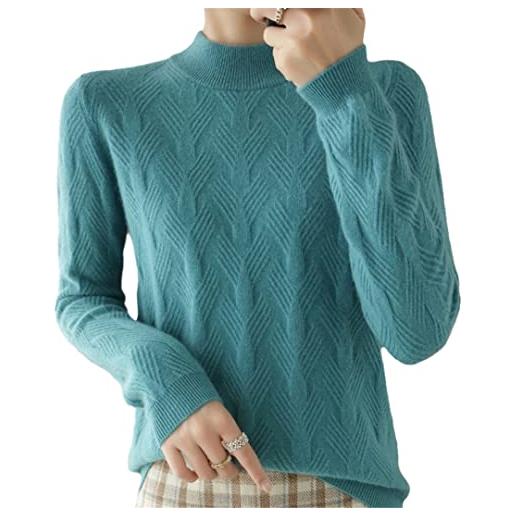 Wvapzxx maglione mezzo dolcevita autunno inverno cashmere pullover casual maglia top manica lunga, en8 lago, m
