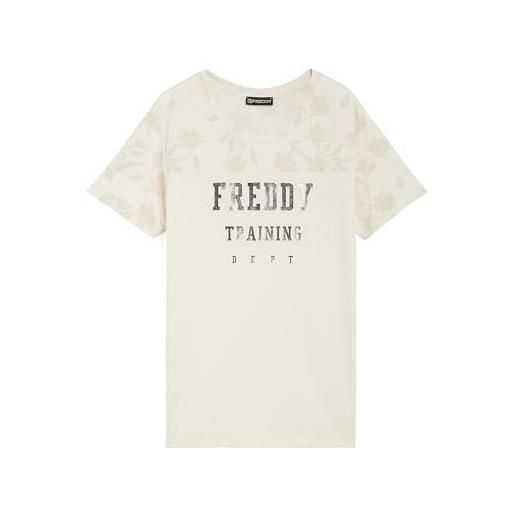 FREDDY - t-shirt comfort fit con maniche e spalle stampa floreale, donna, verde, extra small