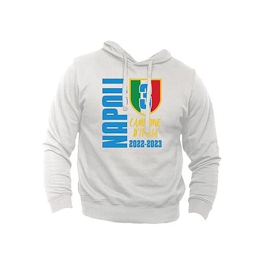Generico felpa uomo napoli campione italiano 2023 tifosi calcio stadio sport - felpa con cappuccio senza tasca centrale (s, blu)