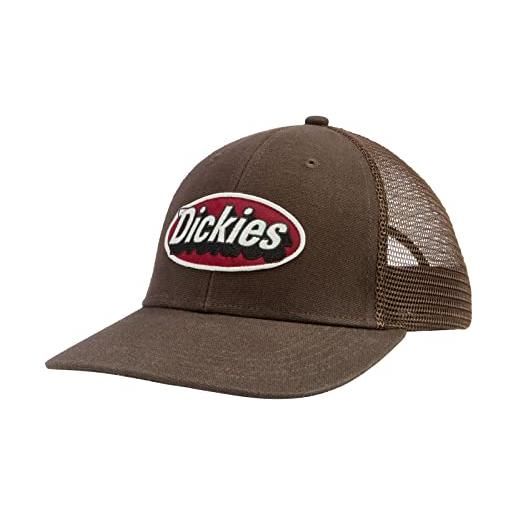 Dickies men's patch logo trucker dark brown (db) snapback hat