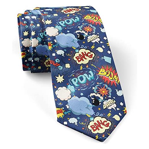IKIKI-TECH cravatta sottile sottile alla moda per uomo, cravatte conversazionali per cravatte (modello a fumetti)