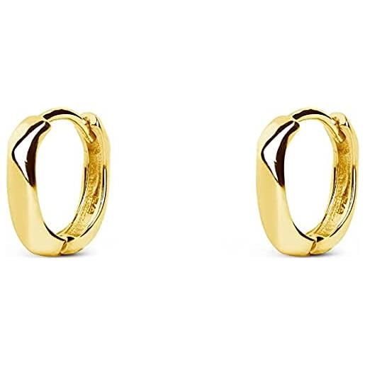 SINGULARU - orecchini cerchio ribbon oro - orecchini in argento sterling 925 con finitura placcata in oro 18kt - orecchini a cerchio con chiusura congo - gioielli da donna