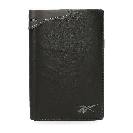 Reebok club portafoglio verticale con portafoglio nero 8,5x11,5x1 cm pelle, nero, taglia unica, portafoglio verticale con portafoglio