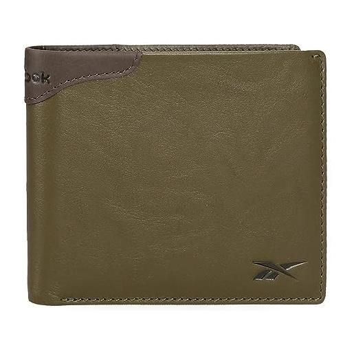 Reebok club portafoglio con portafoglio verde 12,5 x 9,5 x 1 cm pelle, verde, taglia unica, portafoglio con portafoglio