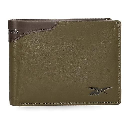 Reebok club portafoglio orizzontale con portafoglio verde 11x8x1 cm pelle, verde, taglia unica, portafoglio orizzontale con portafoglio