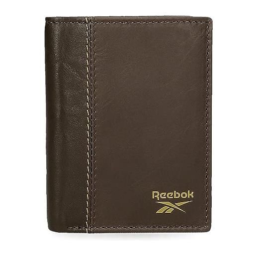 Reebok division portafoglio verticale con portafoglio marrone 8,5x10,5x1 cm pelle, marrone, taglia unica, portafoglio verticale con portafoglio