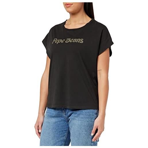 Pepe Jeans carli, t-shirt donna, nero (washed black), s