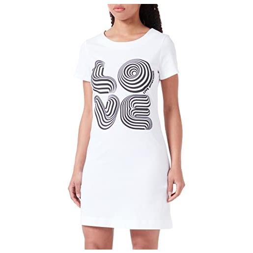 Love Moschino short-sleeved a-line dress, bianco, 46 donna