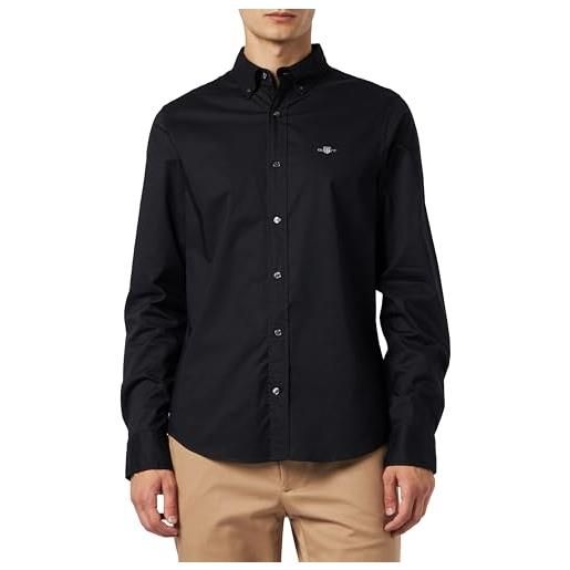 GANT slim poplin shirt, camicia elegante uomo, nero ( black ), m