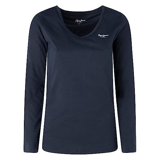 Pepe Jeans corine l/s, t-shirt donna, blu (dulwich), m