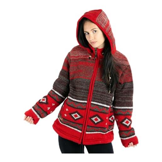 GURU SHOP guru-shop, cardigan con motivo norvegese, cardigan in lana, giacca nepal blu, modello 22, dimensione indumenti: xl, giacche, cardigan e poncho