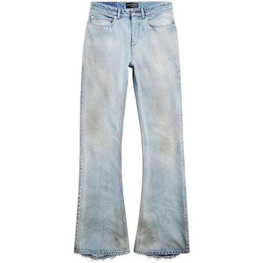 Balenciaga jeans svasati con effetto vissuto - blu