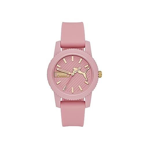 Puma orologio ultrafresh da donna, movimento a tre lancette, cassa in nylon rosa da 34 mm con cinturino in silicone, p1065