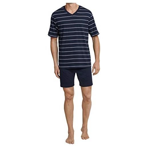 Schiesser schlafanzug kurz v-ausschnitt pigiama, blu (dunkelblau 803), 58 uomo