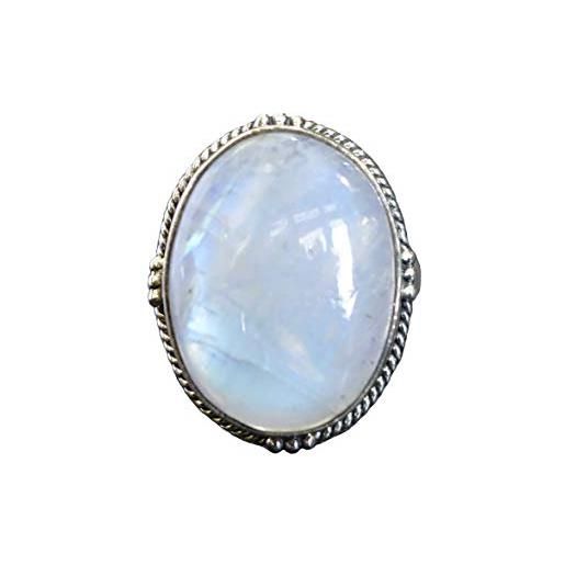 Tibetan Silver anello di moda in stile boho etnico tribale fatto a mano con pietra preziosa labradorite tonalità blu per donna anello in argento sterling 925 gioielli, taglia 14,5