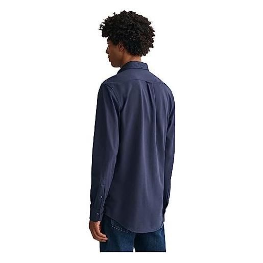 GANT reg jersey pique shirt, camicia elegante uomo, blu ( marine ), xl