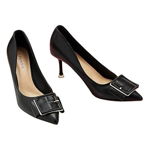 C.Paravano high heels scarpe | scarpe col tacco donna | classiche donna | classiche donna tacco alto | festa elegante scarpe | tacchi a spillo 7cm (nero, 40)