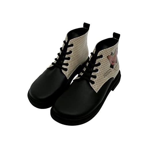 DOGO femme cuir vegan noir bottines - bottes de mode décontractées confortables faites à la main, minima butterfly motif