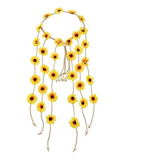 Bamboopack 1 pz artificiale boho girasole cerchietto regolabile girasoli hippie fiore fascia floreale corona fiore copricapo capelli cerchio copricapo giallo