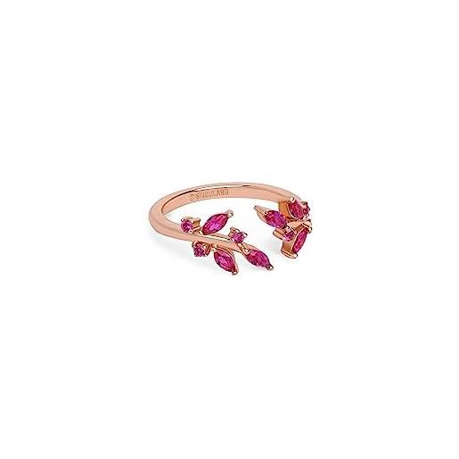 SINGULARU - anello buganvilla raspberry - anello regolabile - argento 925 con finitura placcata oro rosa 18 kt. E zirconi - taglia unica - gioielli da donna
