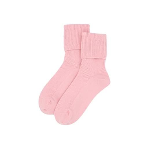iMongol calze in puro cashmere, unisex, tinta unita, a coste, realizzate da mongolian prime first class cashmere (1 paio) rosa chiaro taglia unica