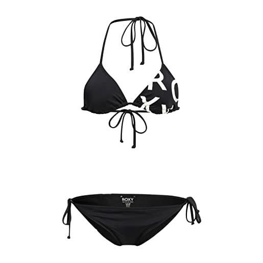 Roxy beach classics tie side-triangle bikini set for young women, antracite, m donna