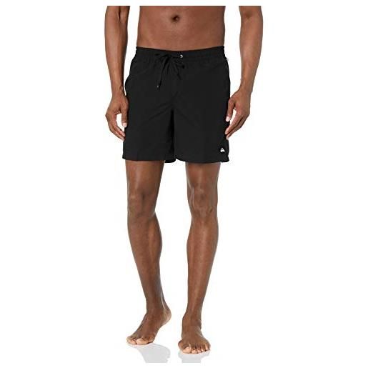 Quiksilver men's solid elastic waist volley boardshort swim trunk, black, xl
