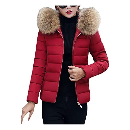Modaworld piumino invernale da donna leggero caldo giacca trapuntato antivento giubbotto corto slim fit maniche lungo giacca parka piumini cappotto con cappuccio (xxxxl, black)