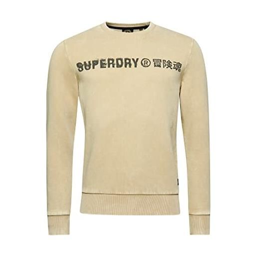 Superdry vintage corp logo crew maglia di tuta, pelican beige, s uomo