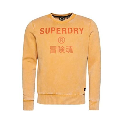 Superdry vintage corp logo crew maglia di tuta, pelican beige, l uomo