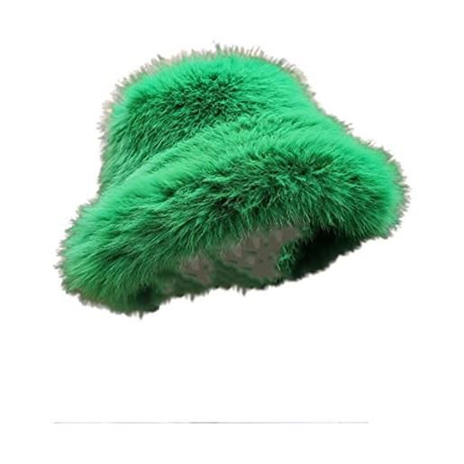 QEENTO cappello da pescatore in pelliccia sintetica moda casual signore caldo invernale cappello classico in lana morbida con agnello cappello (a/1,58-60cm)