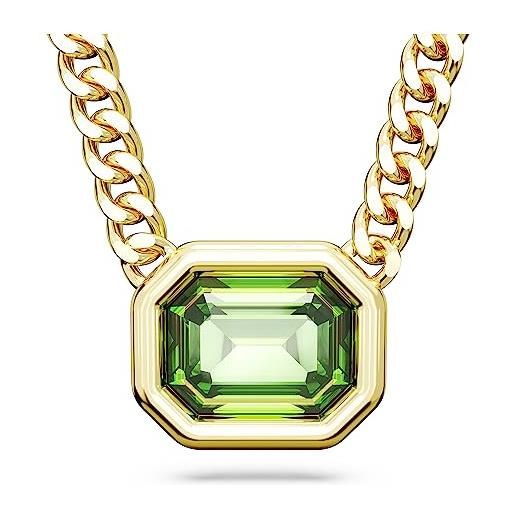 Swarovski millenia collana pendente, con cristalli e zirconia Swarovski a taglio ottagonale, placcatura in tonalità oro, verde