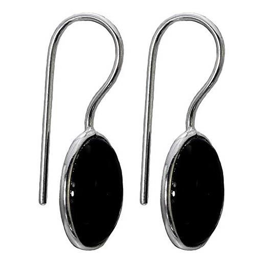 I-be, onice nero, orecchini ovali in argento 925, lunghezza: 2,8 cm, in confezione regalo, 394412s