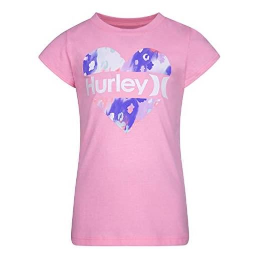 Hurley hrlg split heart tee maglietta, rosa, fenicottero mélange, 6 años bambine e ragazze