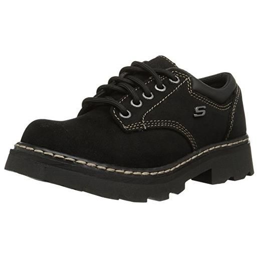 Skechers women's parties-mate oxford, black suede leather, 8 m us