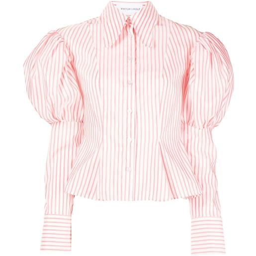 Viktor & Rolf stripe-print puff-sleeved shirt - rosa
