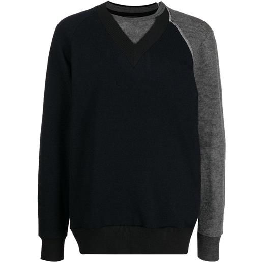 Kolor maglione con design patchwork - nero