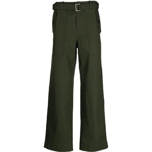 Maison Kitsuné pantaloni dritti con cintura - verde