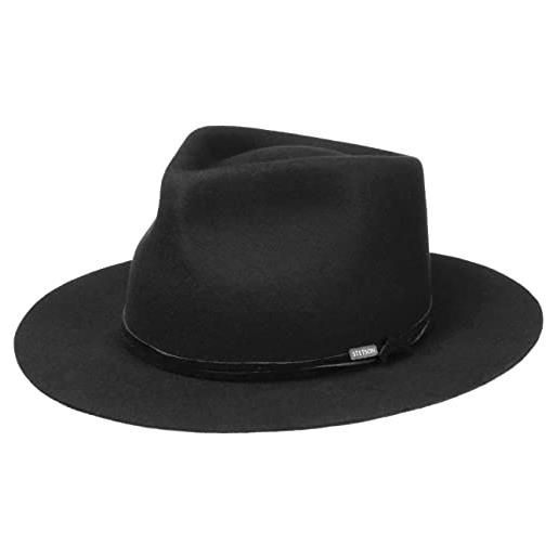 Stetson cappello in lana vestridge fedora donna/uomo - di feltro da pioggia con fascia pelle estate/inverno - l (58-59 cm) nero