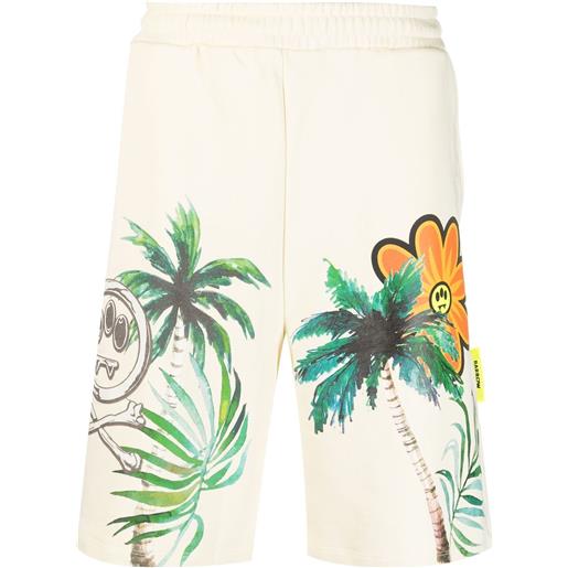 BARROW shorts con stampa palm tree - toni neutri