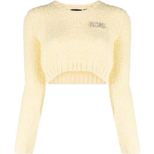 Gcds maglione crop con decorazione di strass - giallo
