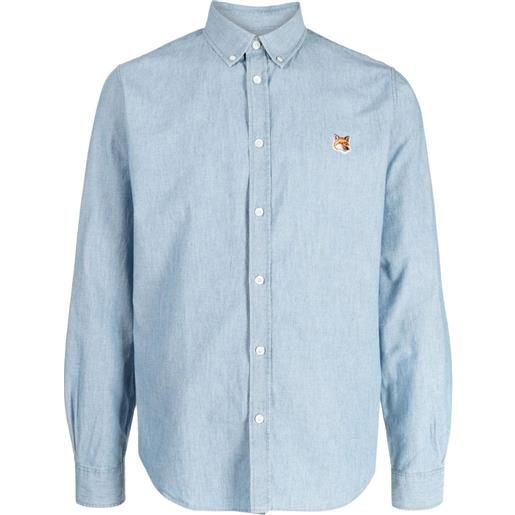 Maison Kitsuné camicia con applicazione - blu
