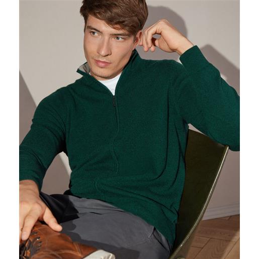 Falconeri cardigan zip intera in cashmere ultrasoft verde bosco