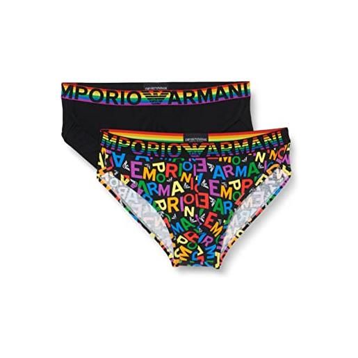 Emporio Armani confezione da 2 lettere con logo arcobaleno slip, ea rainbow col/black, xl uomo