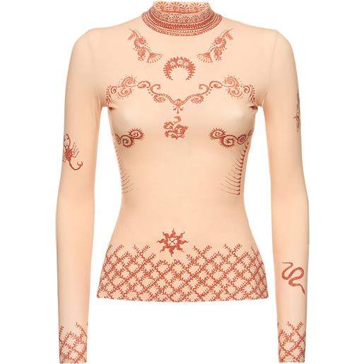 MARINE SERRE top second skin henna stampato