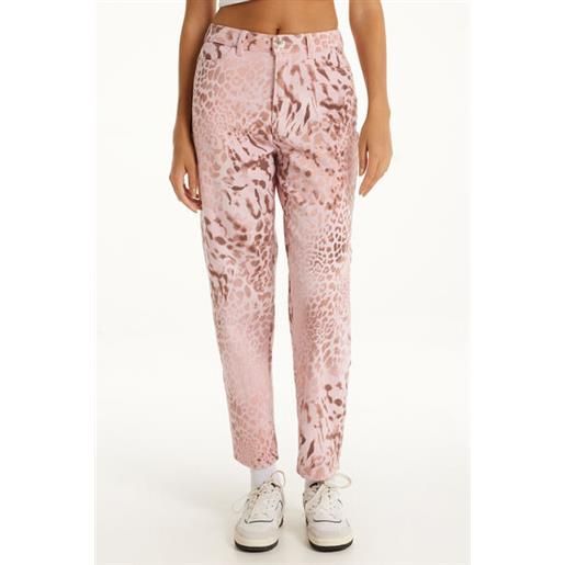 Tezenis pantalone in denim stampato donna rosa chiaro