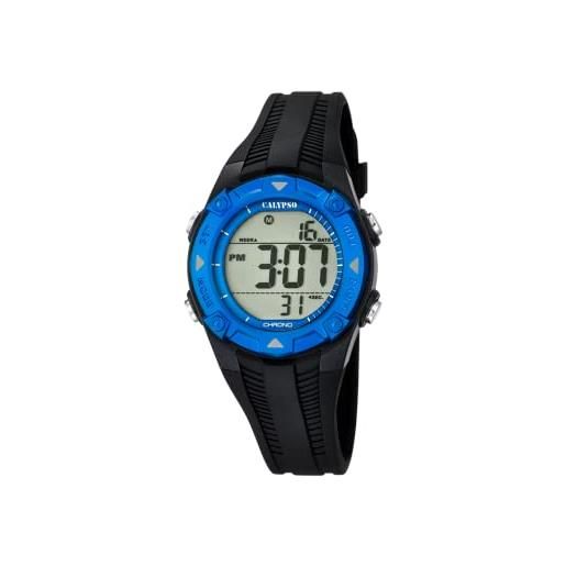 Calypso-orologio digitale unisex, con display lcd digitale e cinturino in plastica, colore: nero, 1 k5685