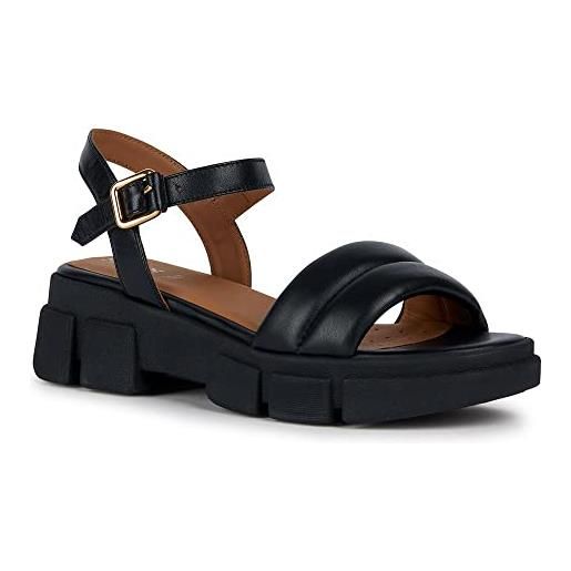 Geox d lisbona, sandal donna, black, 38 eu