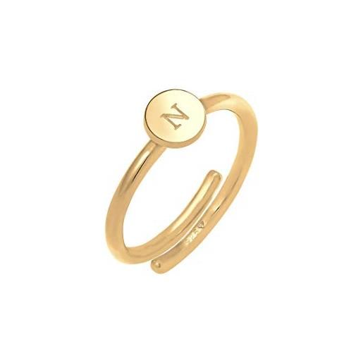 Elli anelli anello da donna in argento sterling 925 placcato oro lettera n basic regolabile