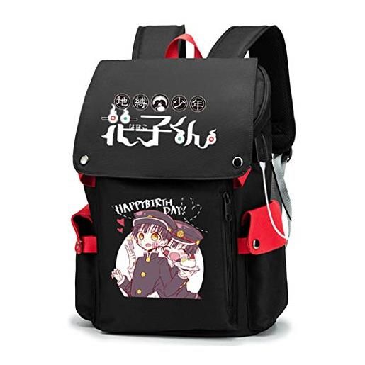 WANHONGYUE toilet-bound hanako-kun anime cosplay borsa da scuola backpack rucksack studenti zaino per laptop da 15,6 pollici rosso / 5